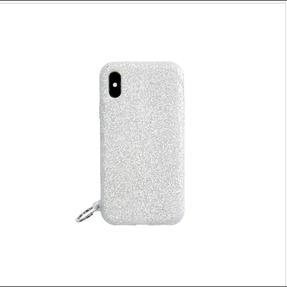 New Oventure Silver Confetti Silicone for iPhone XS Max with Key Loop and ID Tag